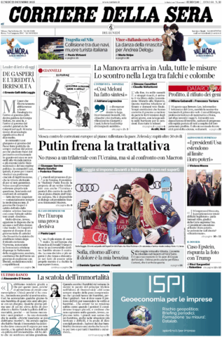 Prima Pagina Corriere della Sera